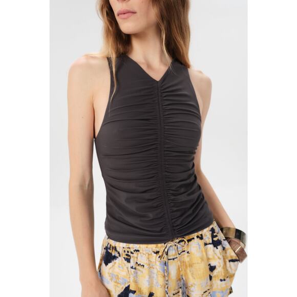 Maria Cher Celbo Shirred Top in Charcoal XS - Picture 1 of 3